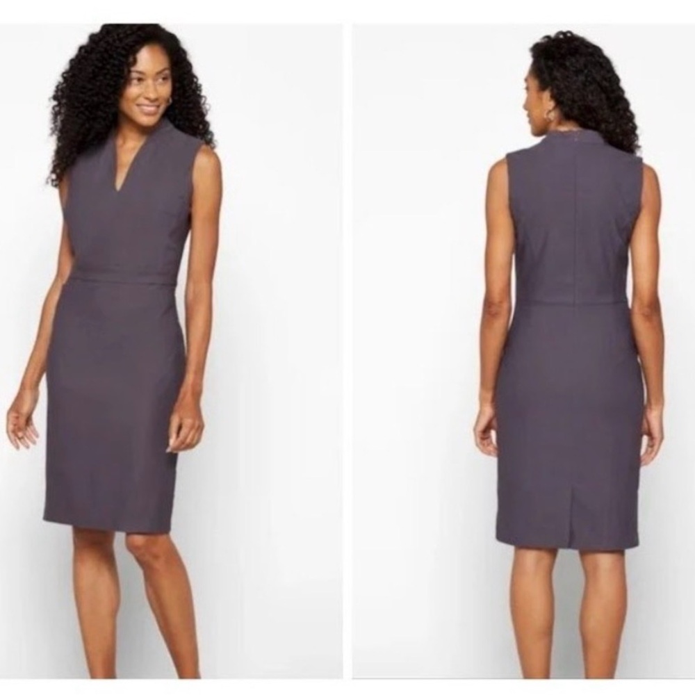 TRIBAL Stitch Fix Annie Sheath Dress Dark Grey Stretch V-Neck Bodycon NWT SZ 10